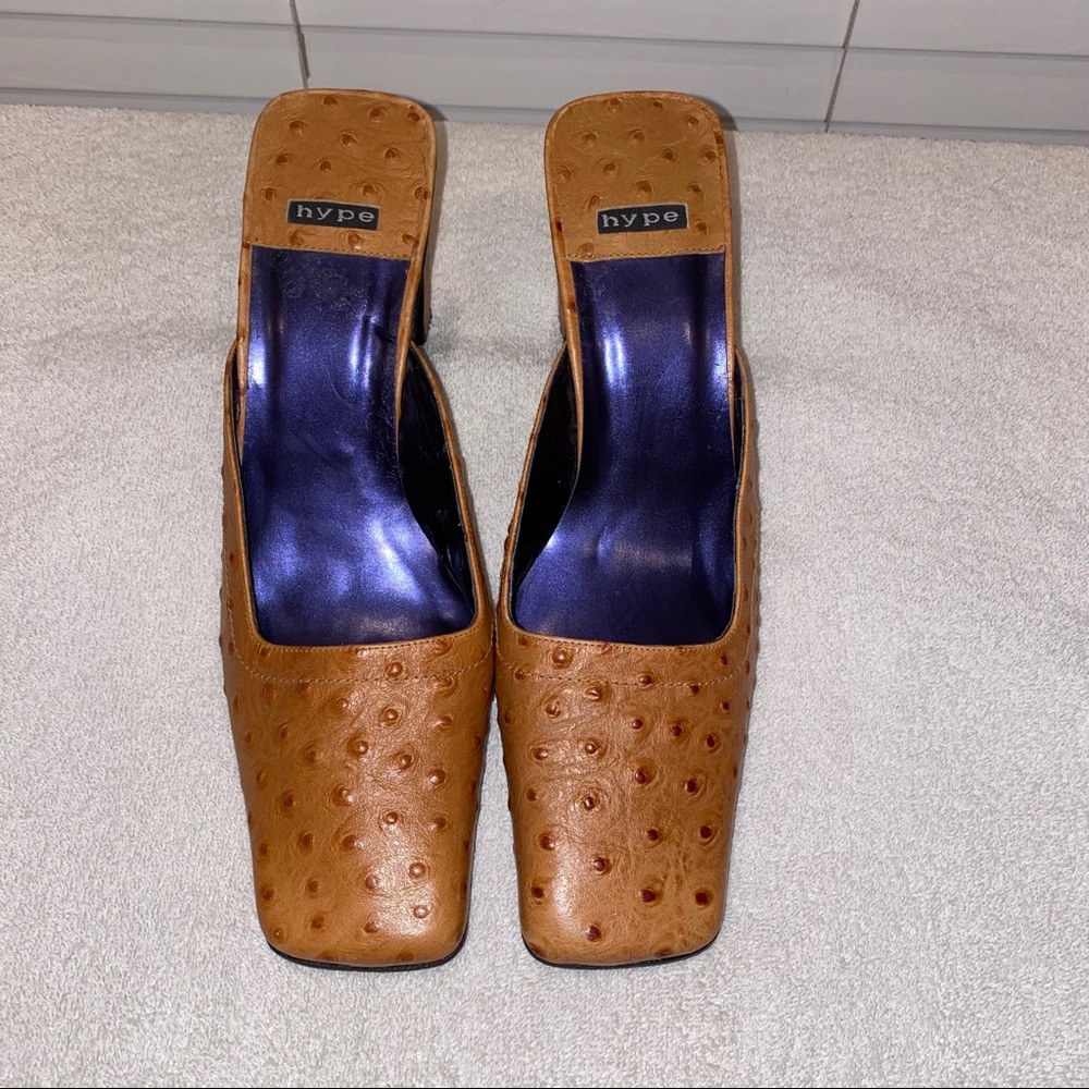 Hype made in Spain leather square heel mule